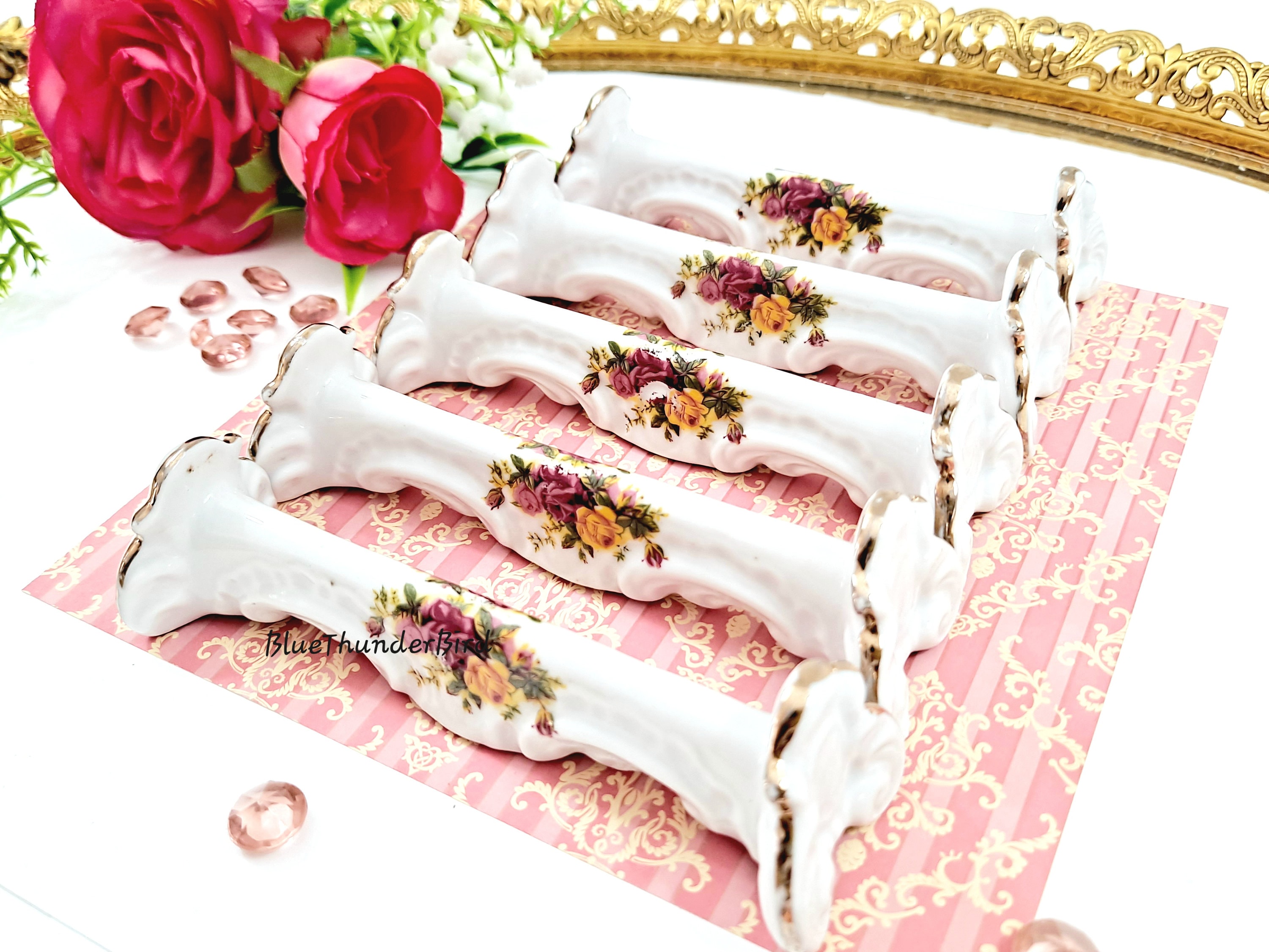 5pcs Knife Rest Spoon Rest Chopstick Match for Country Roses