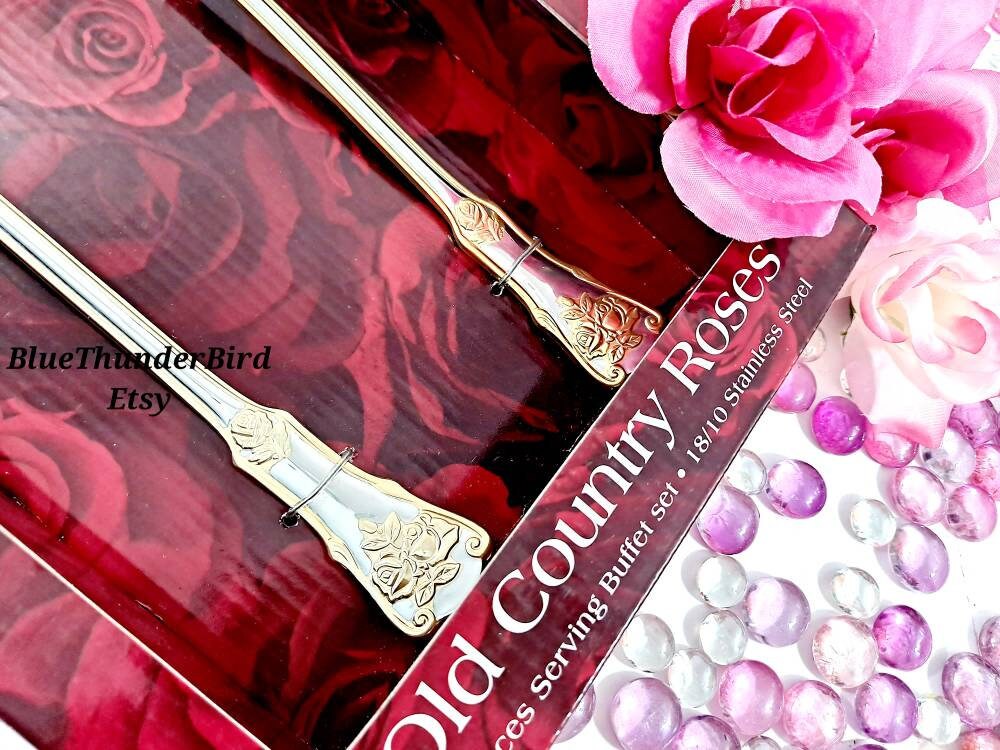 Nib!royal Albert Old Country Roses Buffet Serving Set Spoon Fork