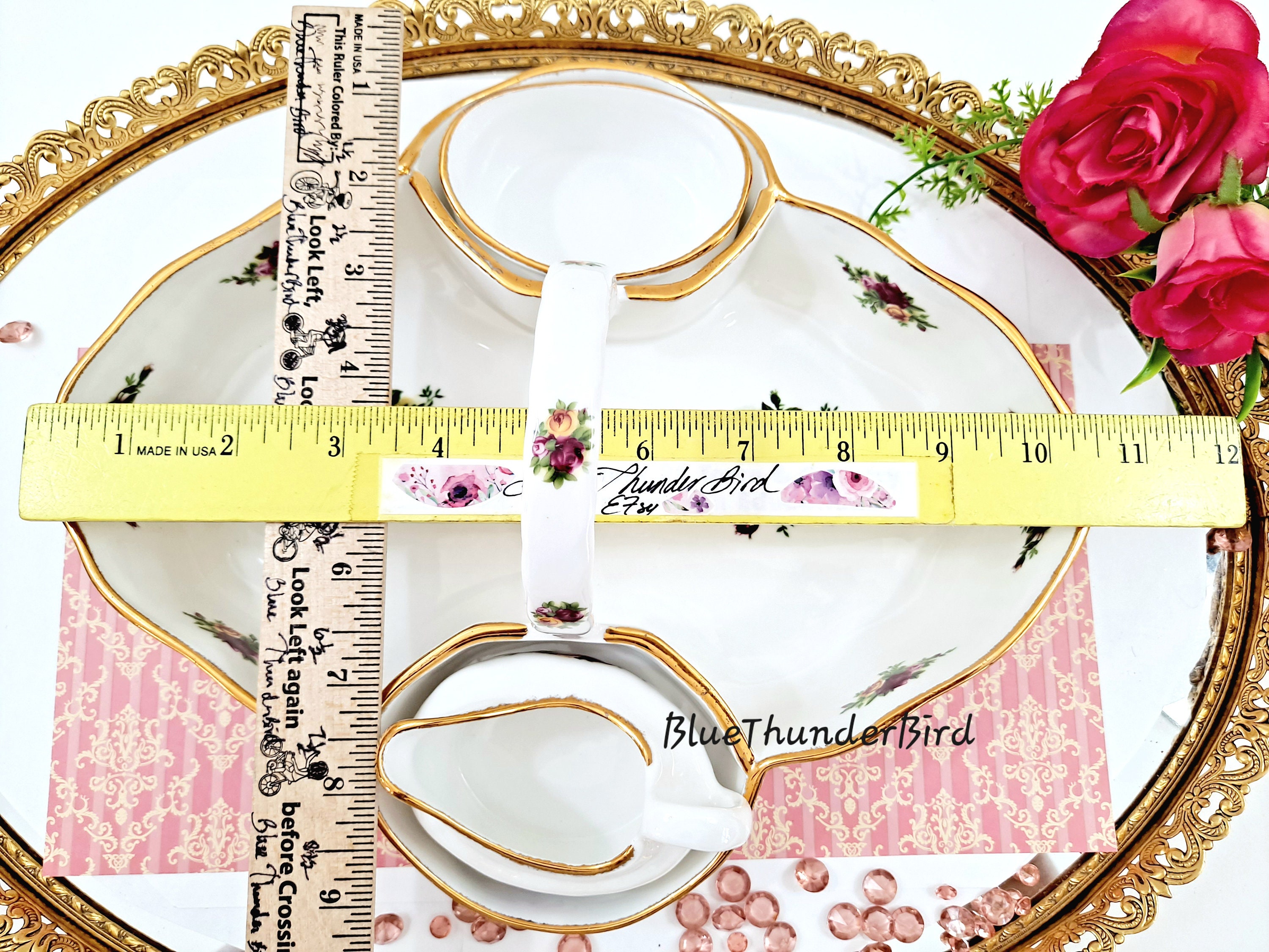 Rare! Royal Albert Old Country Roses Strawberry Basket Set Royal