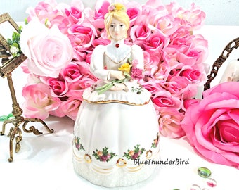 RARE!Royal Albert Old Country Roses Lady Cookie Jar Biscuit Jar Large Candy Jar Collectable