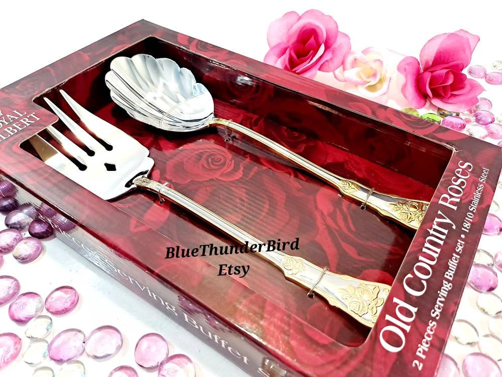 Nib!royal Albert Old Country Roses Buffet Serving Set Spoon Fork