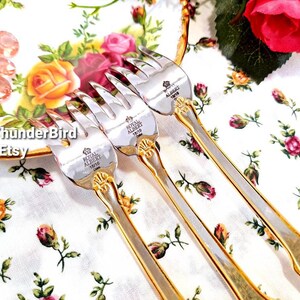 3 PcRoyal Albert Old Country Roses Seafood Forks Stainless Steel Roses Vintage Flatware Wedding Gift Mothers Day Gift