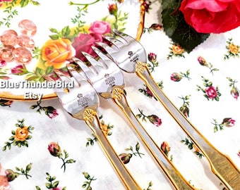 3 PcRoyal Albert Old Country Roses Seafood Forks Stainless Steel Roses Vintage Flatware Wedding Gift Mothers Day Gift