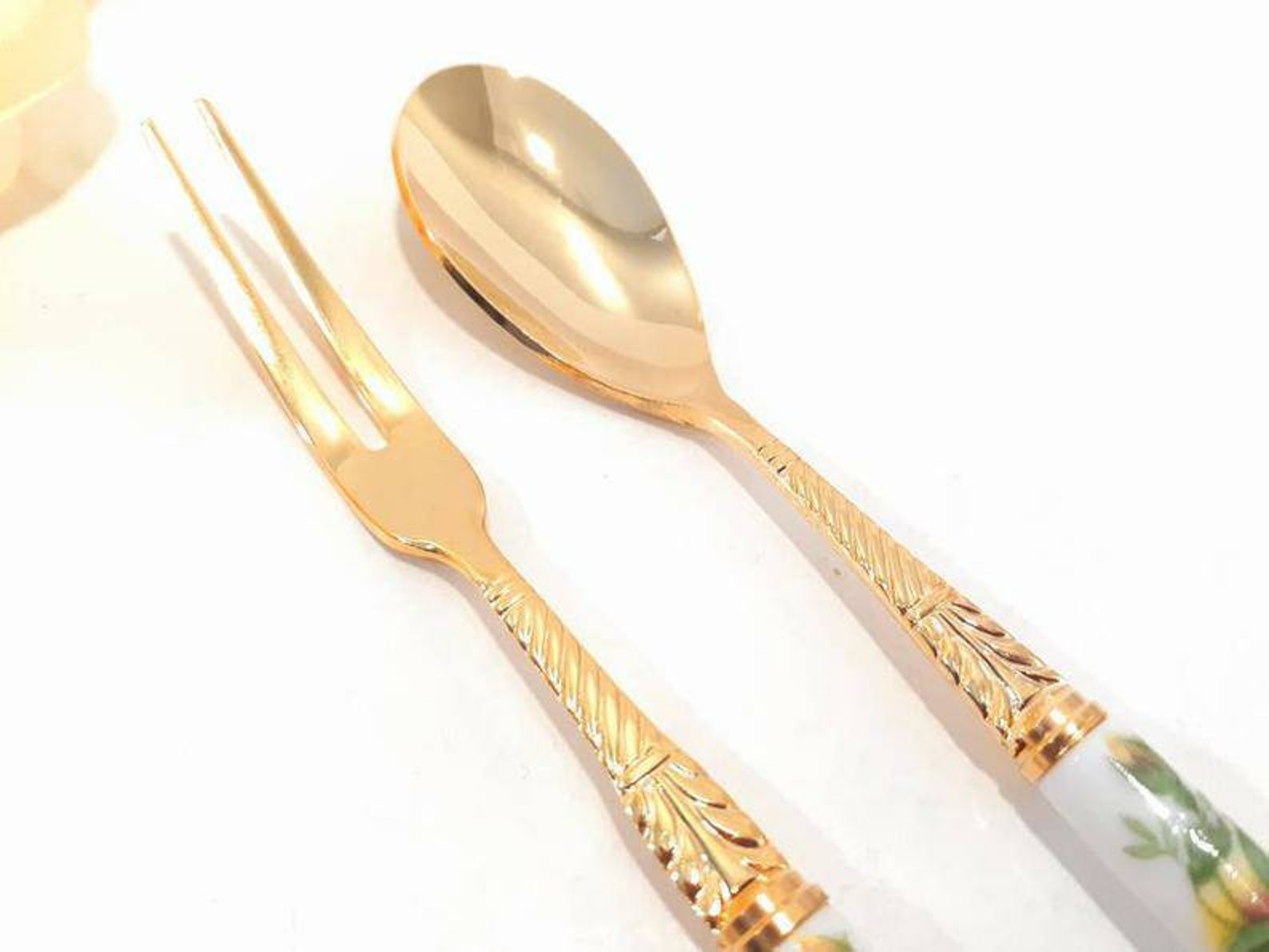 2pc Gold Flatware Demitasse Spoon FORK Set Gold Dessert Fork Etsy UK