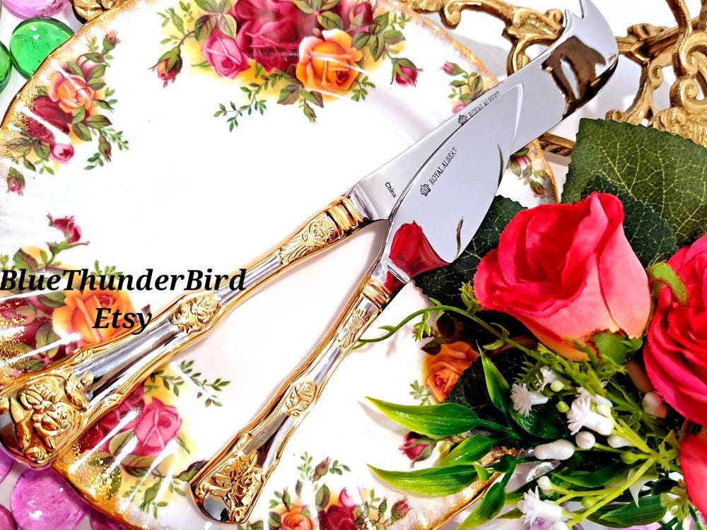 2 Royal Albert Old Country Roses Cheese Knife Stainless Steel