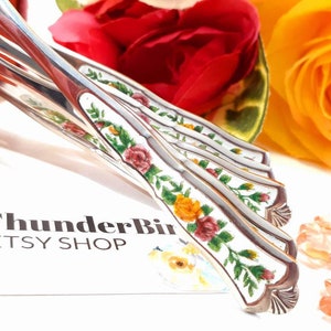 Royal Albert Forks Old Country Roses MONOGRAM 18/10  Pastry Forks Stainless Steel Roses Vintage Flatware Royal Albert Forks