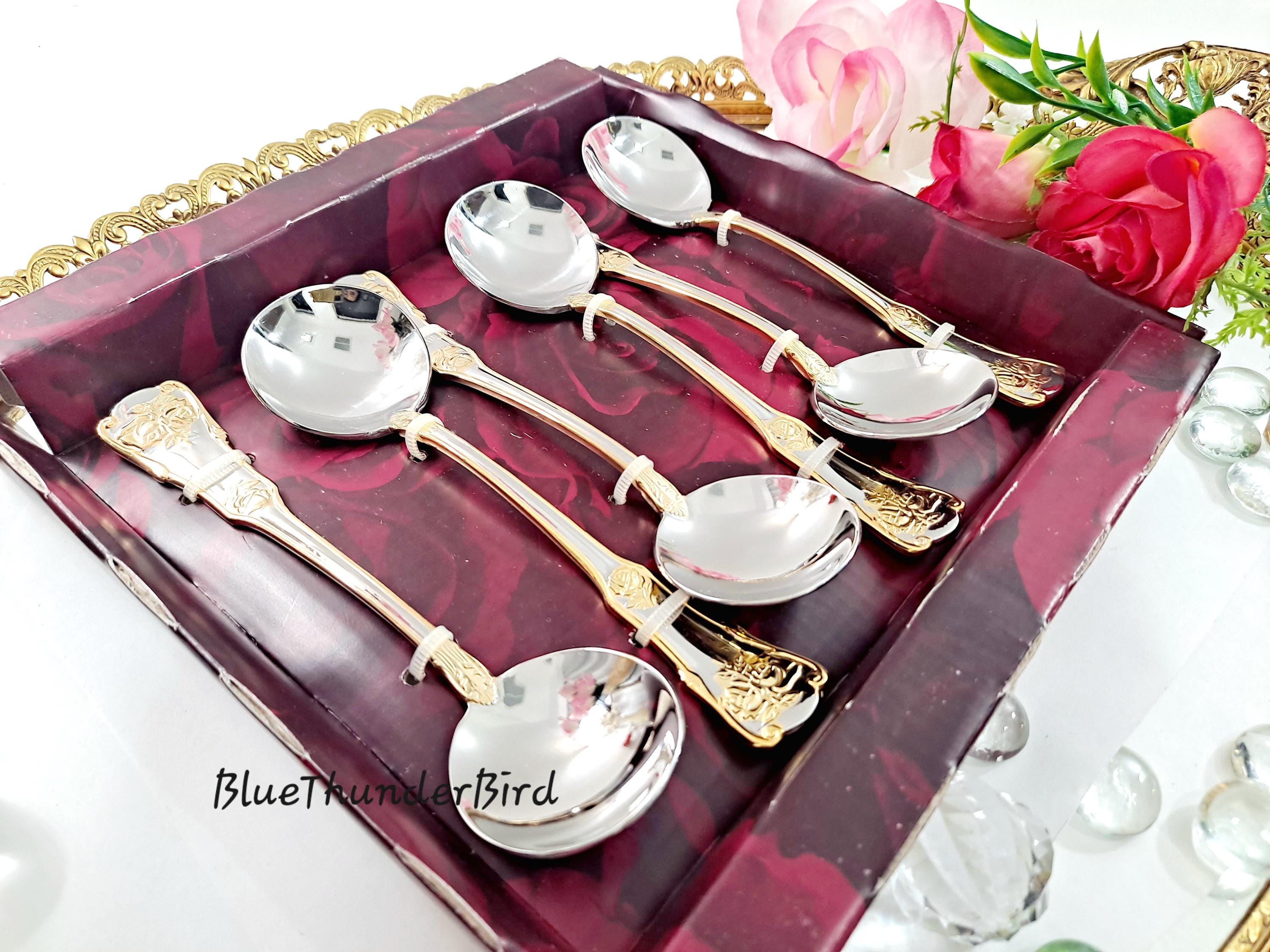   Old Country Roseサービングカトラリー Nib!royal Albert Old Country Roses Bouillon Soup Spoon Set Vintage
