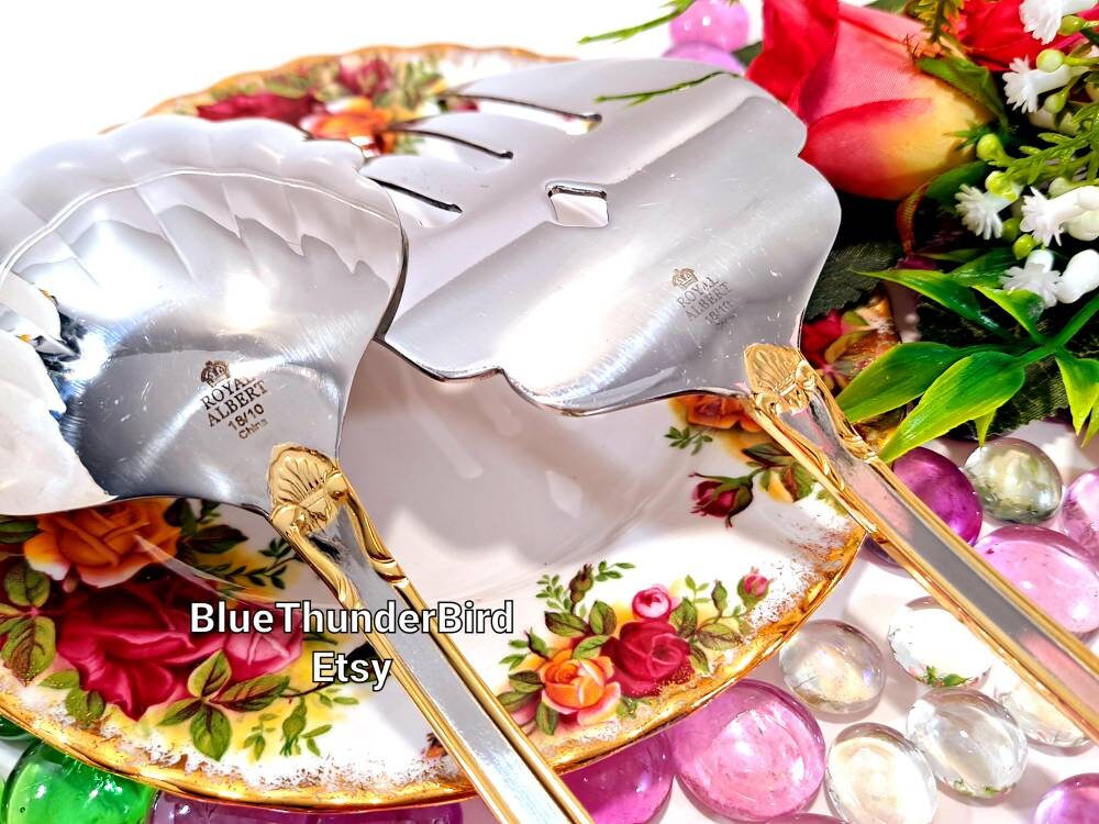 Nib!royal Albert Old Country Roses Buffet Serving Set Spoon Fork
