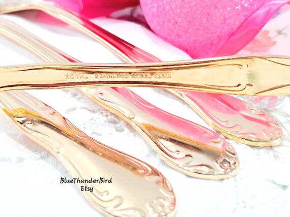 4pc Gold Plated Dinner Forks Flatware Royal Household Empress
