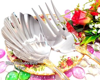 NIB!Royal Albert Old Country Roses Buffet Serving Set Spoon Fork  Gold Trim Gold Accent Flatware Set