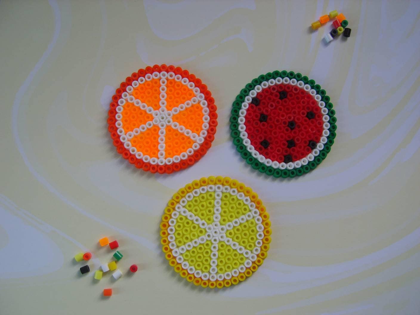 Hama Bead Fruit Coasters - Watermelon, orange and lemon With Regard To Blank Perler Bead Template Hama Bead Fruit Coasters - Watermelon, orange and lemon With Regard To Blank Perler Bead Template