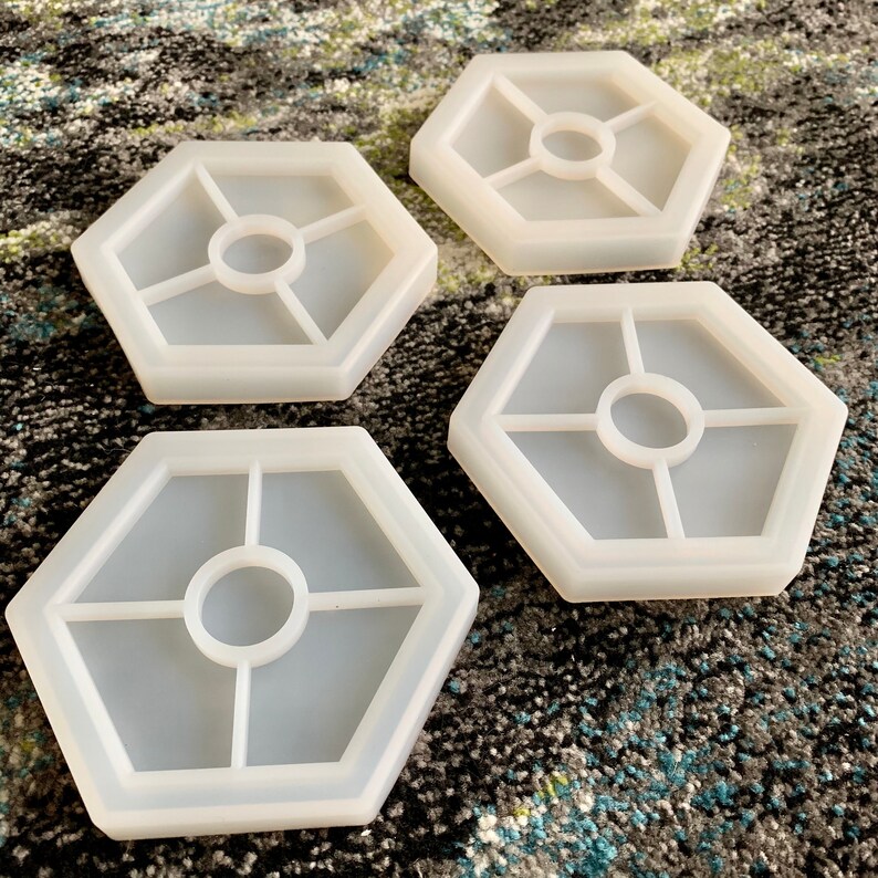 4 Hexagon Silicone Coaster Tray Molds Etsy