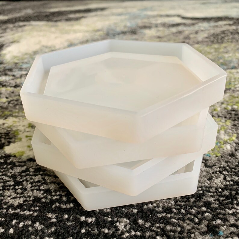 4 Hexagon Silicone Coaster Tray Molds Etsy