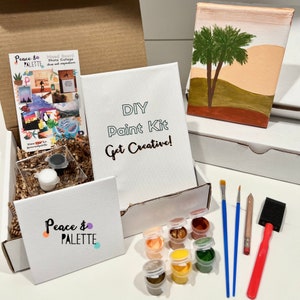Gift Idea - DIY Paint Kit, Paint Your Own Canvas | Acrylic Paint Set, Paint Party Kit, Boho Painting Kit | DIY Craft Kit for Adults