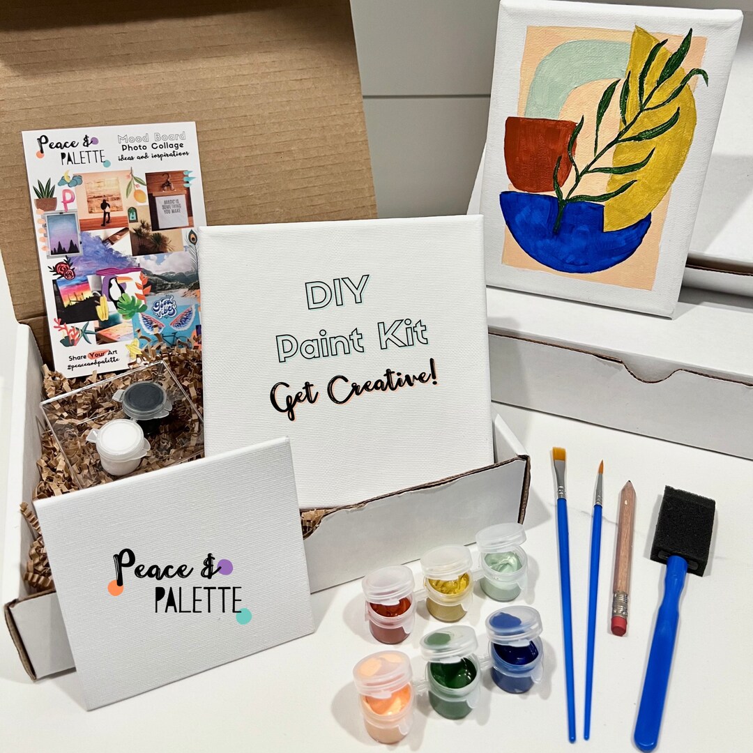 DIY Paint Kit Paint Your Own Canvas Acrylic Paint Set Etsy