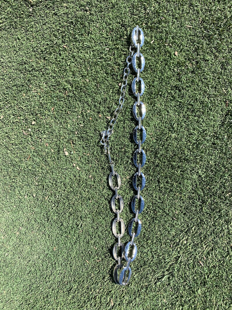 Sz L Chain Link Waist and Hip Belt Vintage Silver Chain Belt Silver Link Chain Belt
