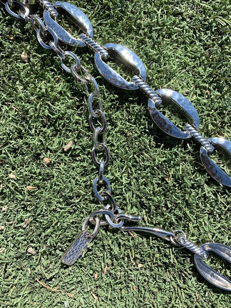 Sz L Chain Link Waist and Hip Belt Vintage Silver Chain Belt Silver Link Chain Belt