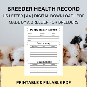 Puppygezondheidsrecord voor fokkers