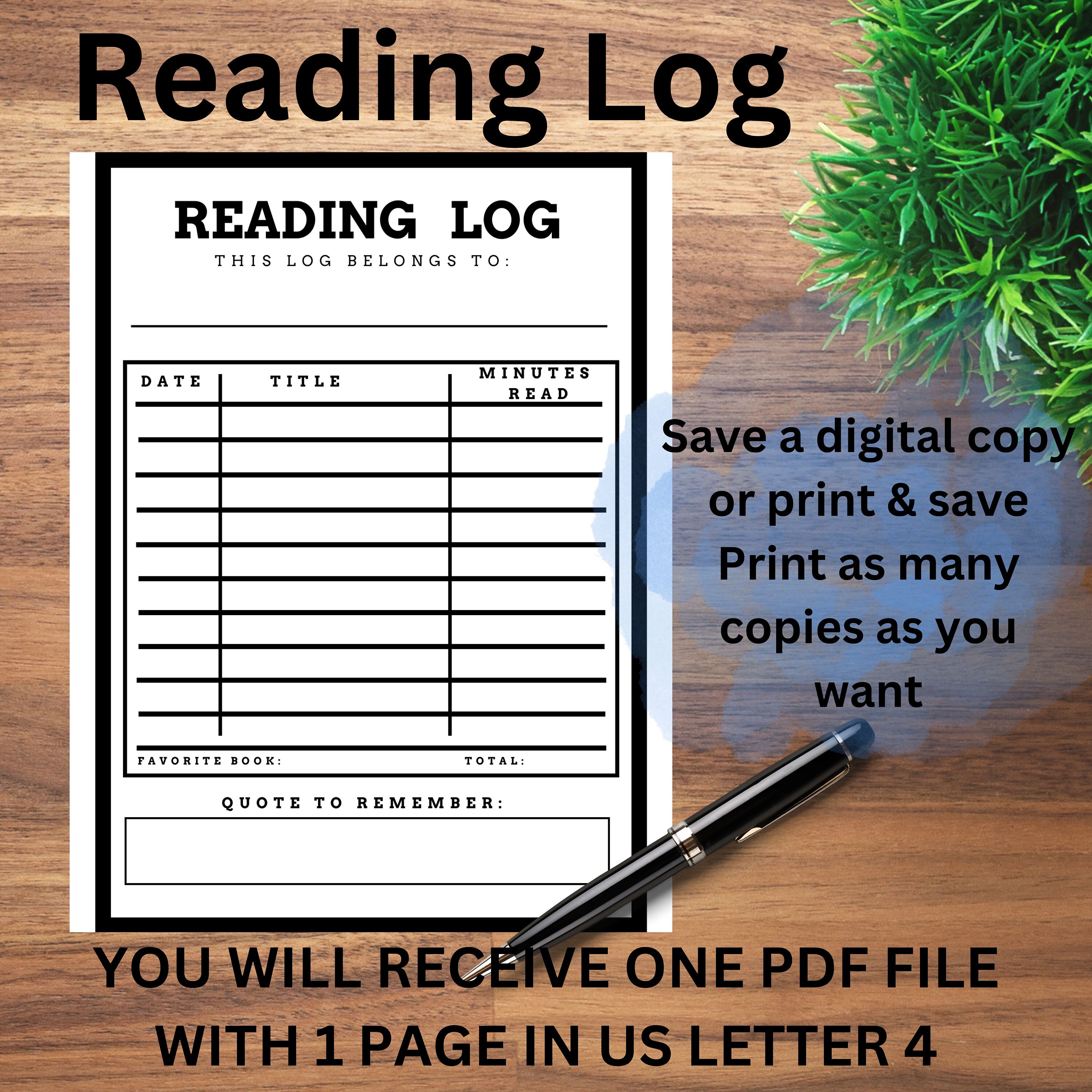 Reading log student reading log simple reading log etsy