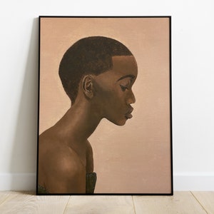 Black Woman Painting Print, Black Woman Portrait Painting, Female Painting, Wall Art, Afro Art, A3 Print