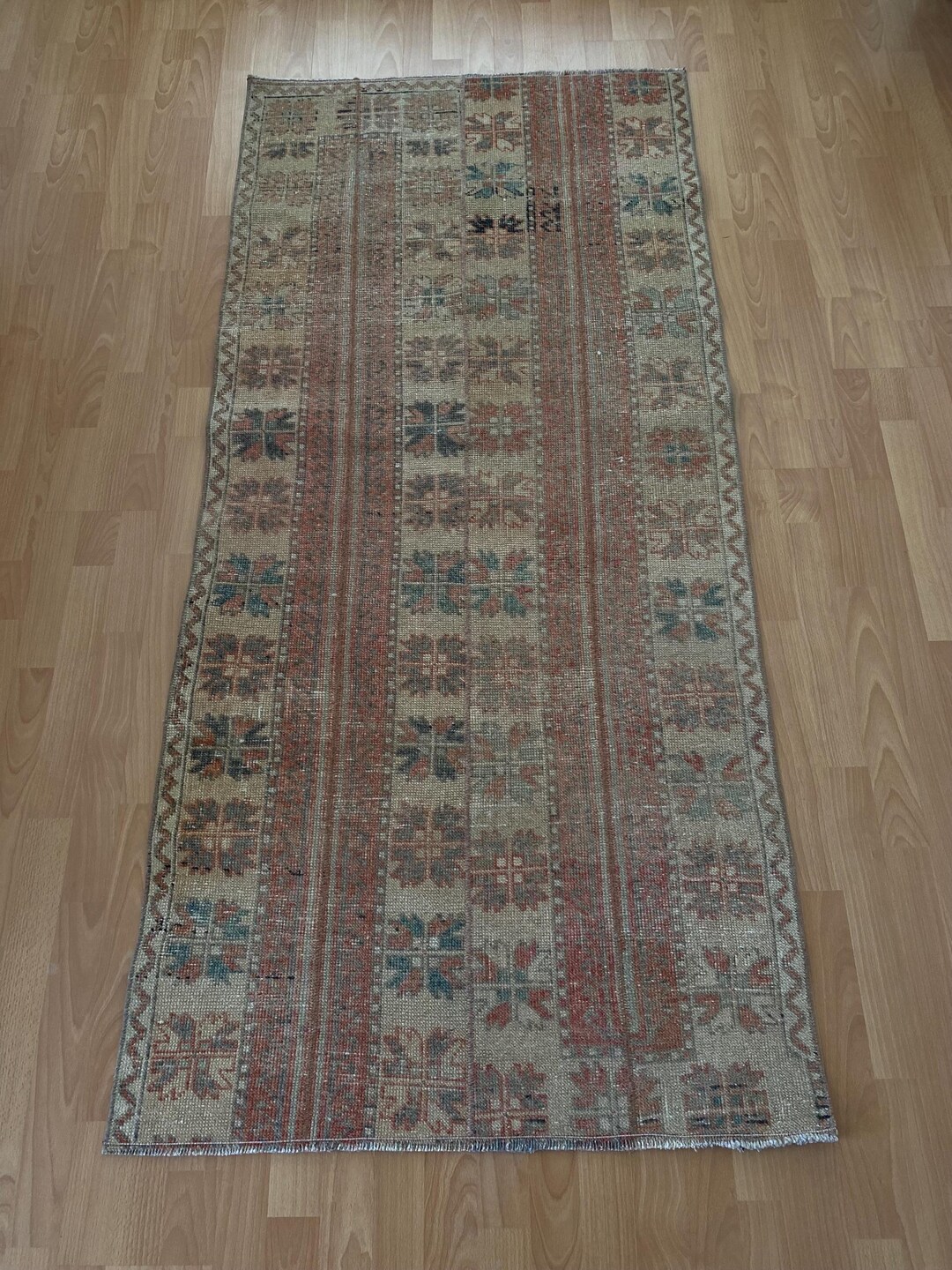 Vintage Turkish Patchwork Runner Rug, Hand-knotted Wool - Etsy