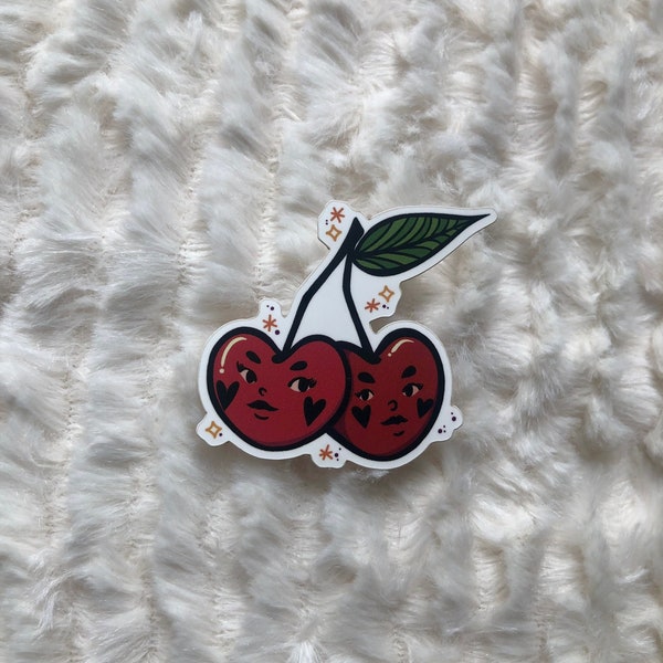 Cherry Girls Waterproof Vinyl Sticker, Fruity Sticker