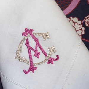 Monogrammed Linen/Cotton Dinner Napkins | Wedding Napkins | Custom Embroidery Dinner Napkin | Cocktail Napkin  | Tea Towel