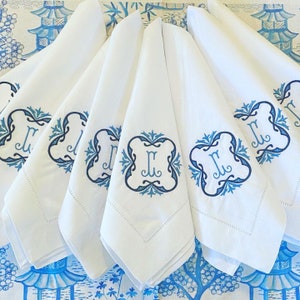 Monogrammed Linen/Cotton Dinner Napkins | Wedding Napkins | Custom Embroidery Dinner Napkin | Cocktail Napkin  | Tea Towel