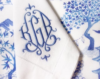 Monogrammed Linen/Cotton Dinner Napkins | Wedding | Custom Embroidery | Cocktail Napkin  | Tea Towel | Special Occasion | Gift | Mother