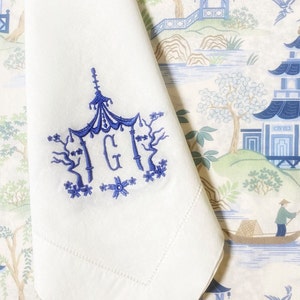 Monogrammed Linen/Cotton Dinner Napkins | Wedding Napkins | Custom Embroidery Dinner Napkin | Cocktail Napkin  | Tea Towel