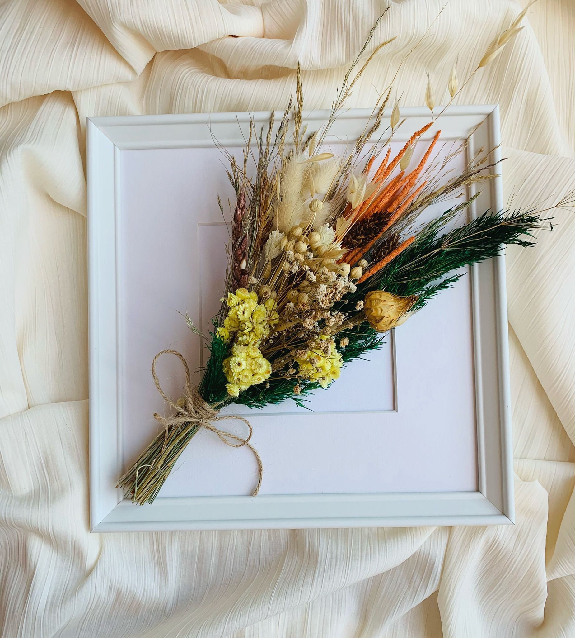 Dried Flower Frame Flower Bouquet Natural Flower Frame Etsy