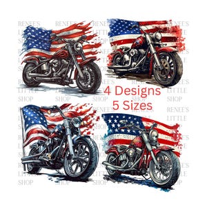 American motorcycle, American patriotic motorcycle, July 4th t shirt, Motorcycle Sublimation,  American flag clip art, American biker
