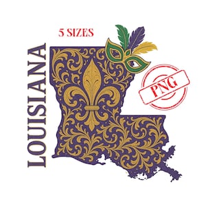 Louisiana Mardi Gras Art Print | Purple & Gold Fleur-de-Lis Wall Decor | Louisiana State Download | Carnival Digital Artwork