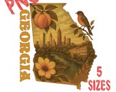 Vintage Georgia State Art Print | Atlanta Skyline Illustration (Digital Download)