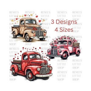 Valentine Vintage Truck with Hearts Clip Art PNG Digital Download for Sublimation & Crafts