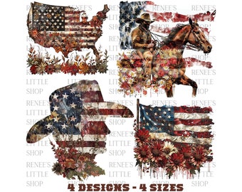 American Cowboy Flag PNG, Patriotic 4th July Clipart (Digital Download)