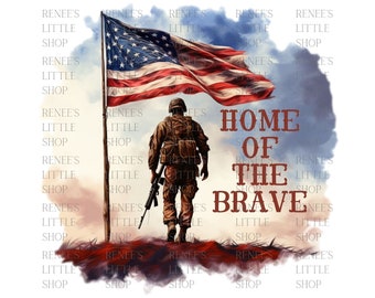American Soldier & Flag PNG – Patriotic Clip Art (Digital Download)
