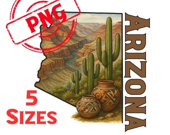Arizona State Clipart PNG – Grand Canyon, Cactus, Pottery Art (Digital Download)