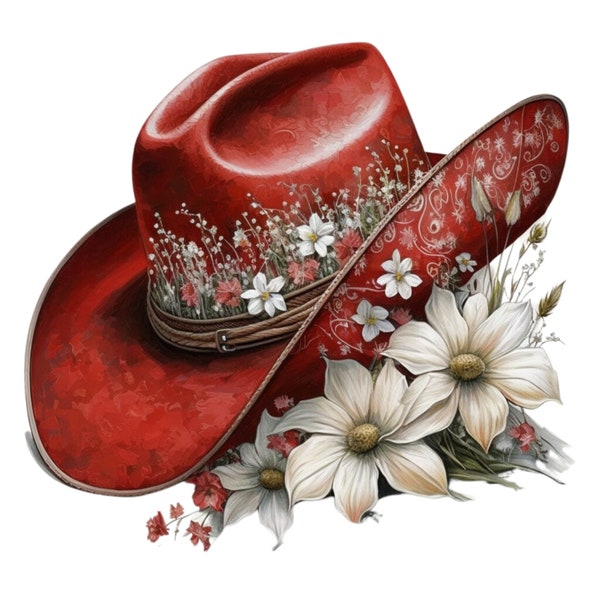 Women's red cowboy hat, digital download, PNG