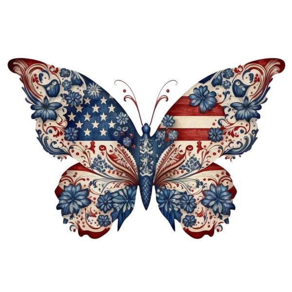 American Patriotic Design Butterfly PNG Download
