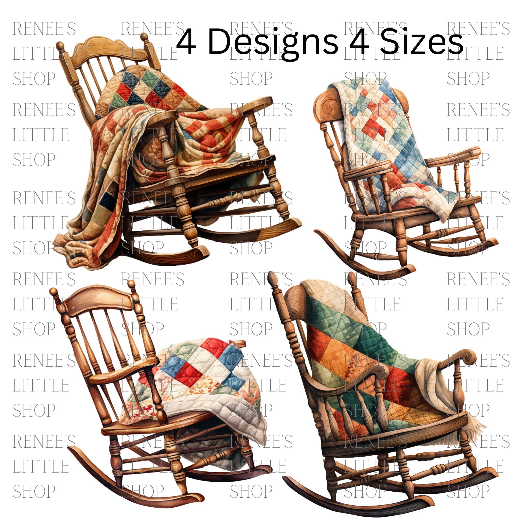 Vintage Rocking Chair & Quilt Clip Art PNG – Digital Download - Etsy