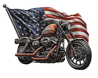 Original American Patriotic Motorcycle PNG for Personal & Commercial Use - High Quality Digital Download for Sublimation, Heat Press, - More