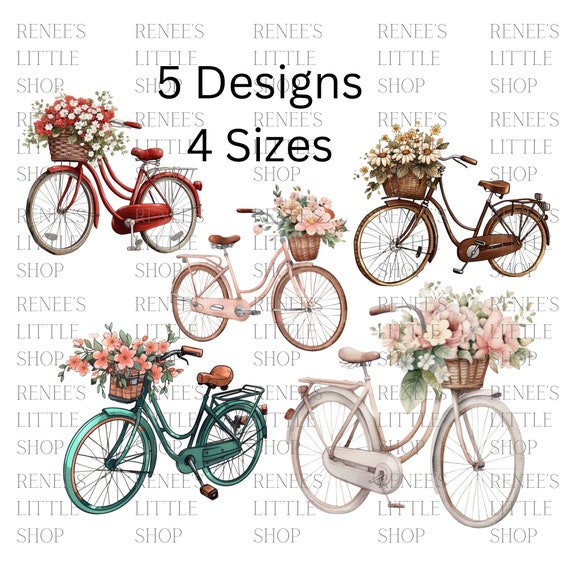 Bicicletas antiguas con cestas de flores PNG Descargar Etsy Espa a