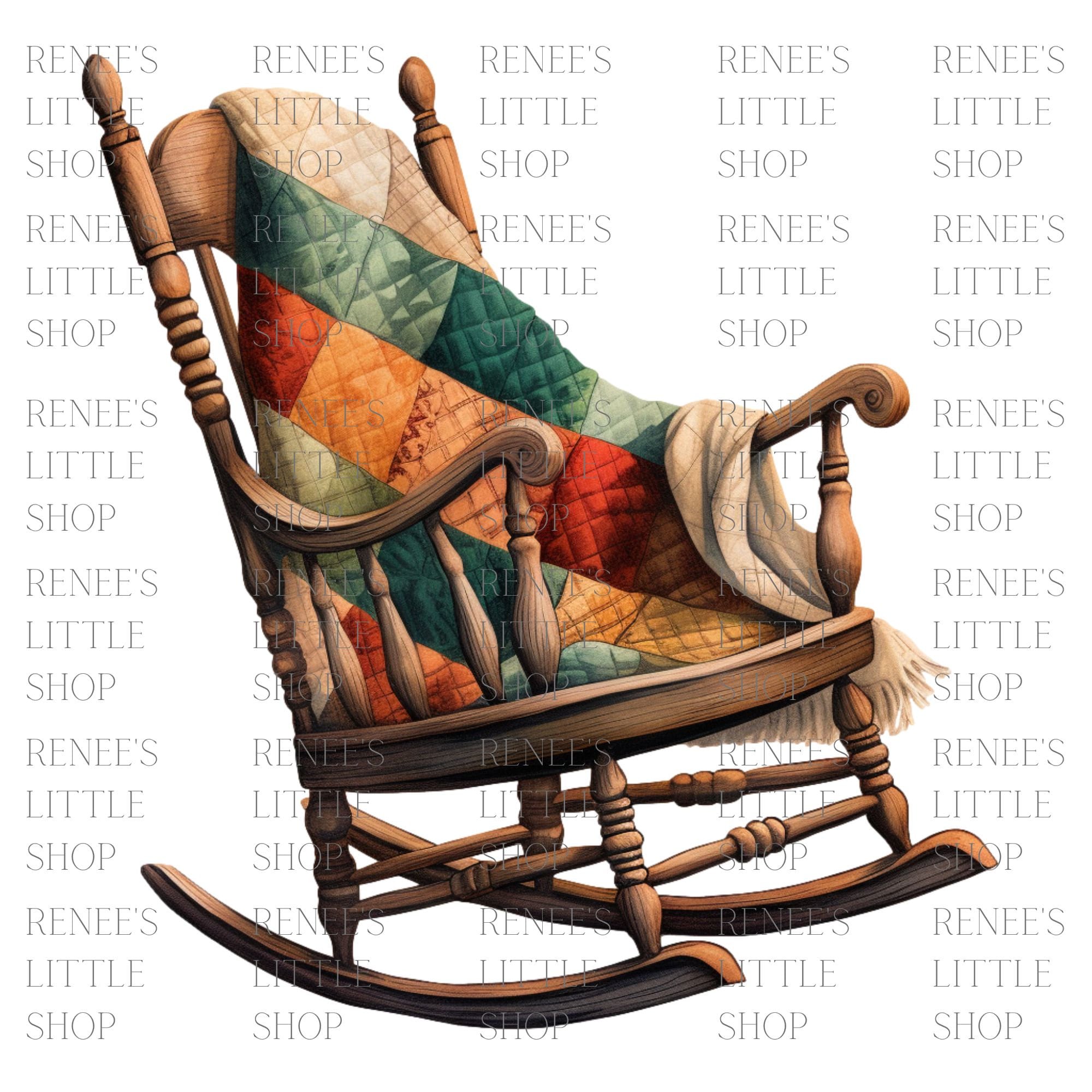 Vintage Rocking Chair & Quilt Clip Art PNG – Digital Download - Etsy