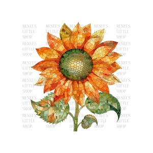 Beautiful Sunflower Mosaic Design PNG Files for Sublimation, Heat Press, and Crafts - Instant Download - High Resolution - Commercial Use