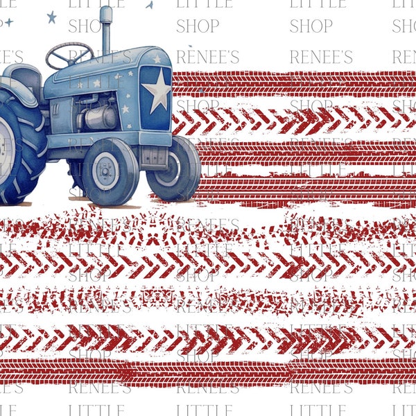 American Flag Made with Blue Tractor and Tire Tracks PNG Download