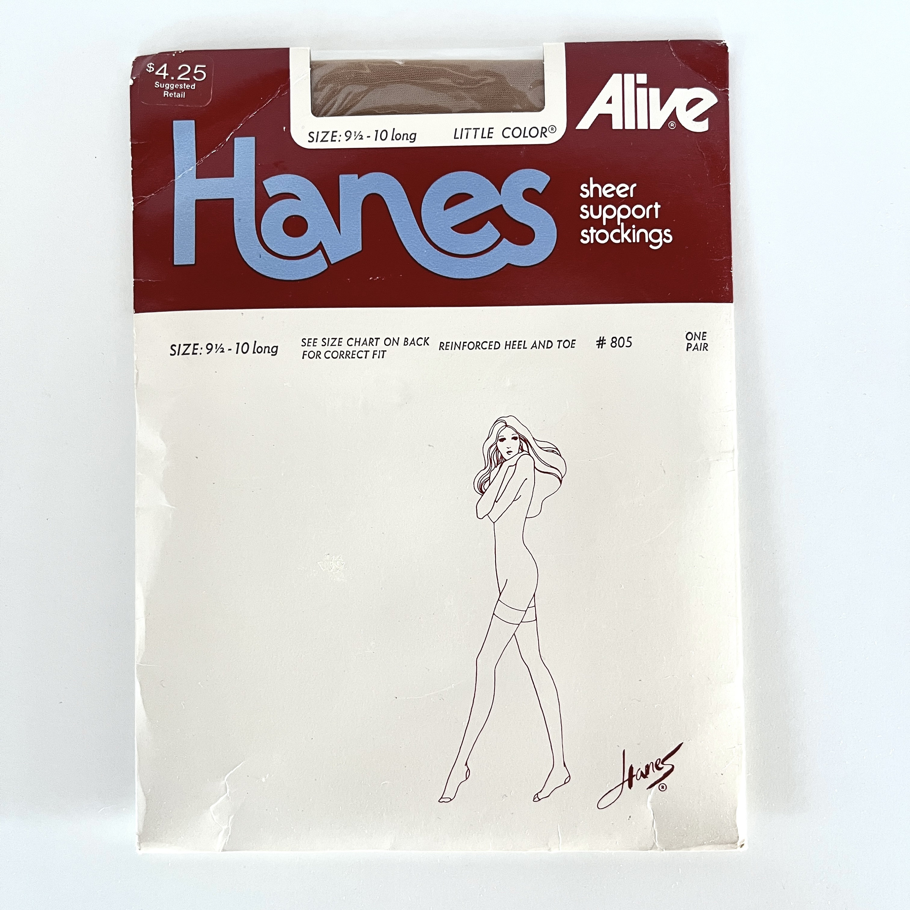 Vintage Deadstock Hanes Alive Sheer Support Stockings 9.5 10 Long