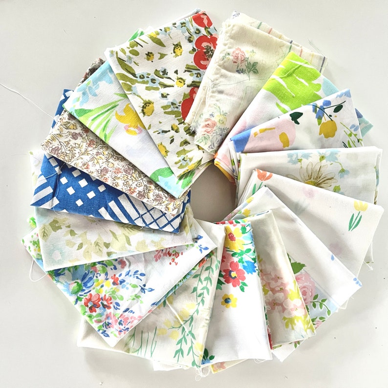 Vintage Linens Fat Quarter Sheets Bundle Pick Your Qty Set Etsy
