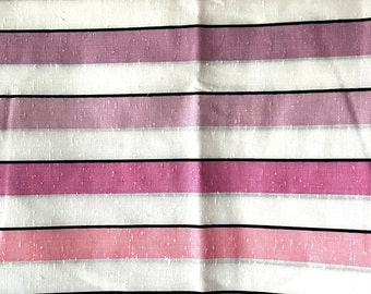Vintage Slub Linen Cotton Yardage Fabric 2.75 yards x 44" stripe striped pastel slubby woven print clothing sewing pattern DIY