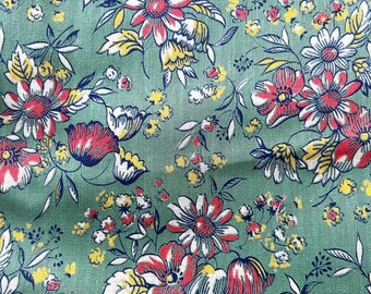 Vintage Fabric Cotton Fabric 88" x 36" (2++ yard) Geometric MCM Floral Fabric Flower Quilt Quilting Retro Fabric Calico Cotton Print Fabric